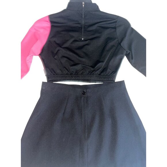 L XL Adult Cheerleader Uniform Outfit Costume 4 Pc 40" Top 29" Skirt HOT Pink - Picture 4 of 11